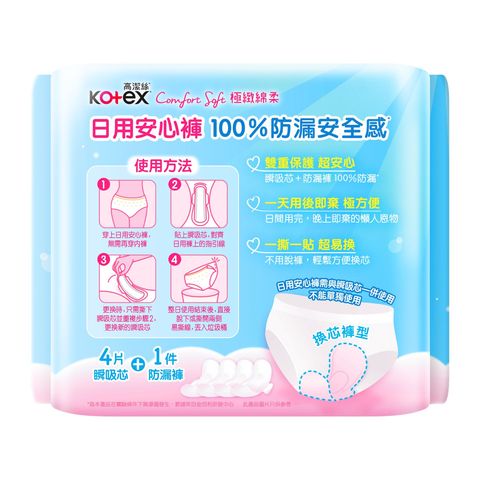 Kotex Comfort Soft Day Pant S - M (Day Pant 1 Piece + Replaceable Pad 4 Pieces) 1 Set