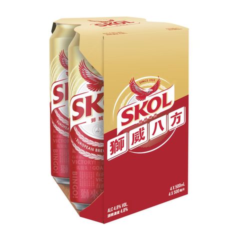 Skol King Can Beer 500ml x4 (The new and old packaging will be shipped out randomly)