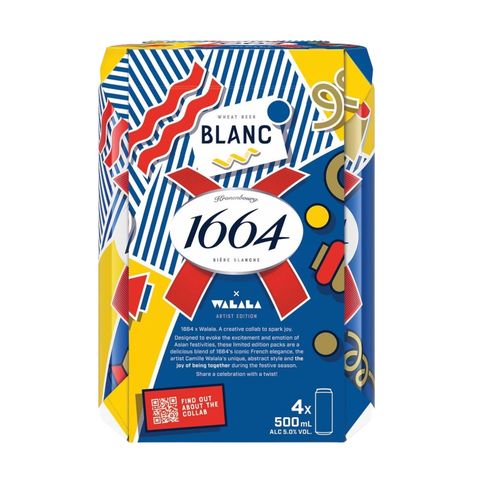 Kronenbourg 1664 Blanc Wheat King Can Beer 500ml x4 (The new and old packaging will be shipped out randomly)