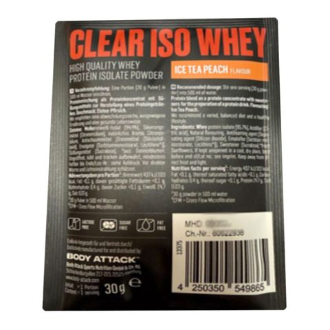 Body Attack Clear Iso Whey Ice Peach Tea 30g