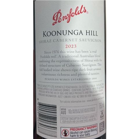 Penfolds Koonunga Hill Shiraz Cabernet Sauvignon 750ml