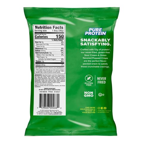 Pure Protein Popped Crisps Sour Cream & Onion 36g