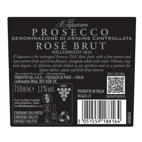 Il Papavero Rose Prosecco Brut 750毫升