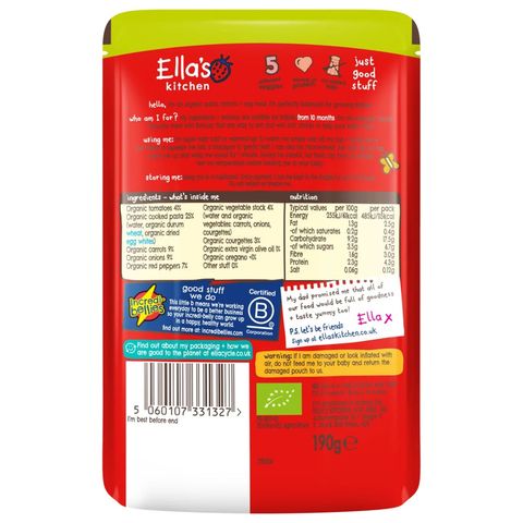 Ella's Kitchen Tomato-y Pasta with Plenty of Veggies 190g