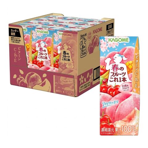 Kagome Spring Fruit Ichinichi White Peach & Acerola Blend Juice 12 x 200ml [Parallel Import]