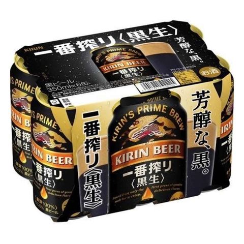 Kirin Ichiban Shibori (Black Draft) Canned Beer 350ml x6 [Parallel Import]