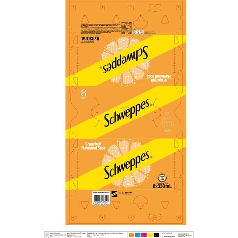 Schweppes Grapefruit Flavoured Soda Can 330ml x 8