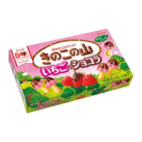 Meiji Mushroom Mountain Strawberry & Chocolate Biscuit 64g [Parallel Import]