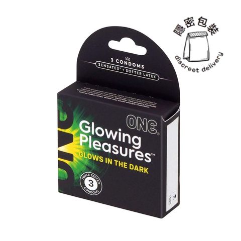 One Glowing Pleasures Lubricated Latex Condoms Glow in Dark 3 Pieces