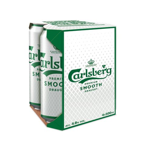 Carlsberg Smooth Draught King Can Beer 500ml x4 (The new and old packaging will be shipped out randomly)