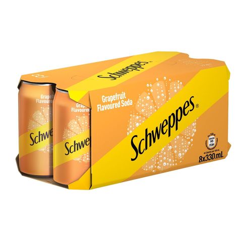 Schweppes Grapefruit Flavoured Soda Can 330ml x 8