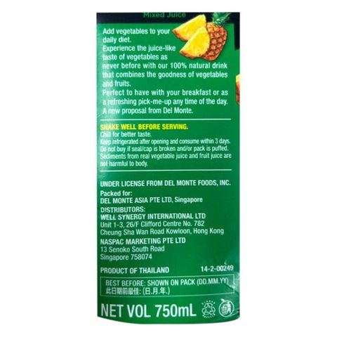 Del Monte Vege Plus Pineapple Mixed Juice 750ml