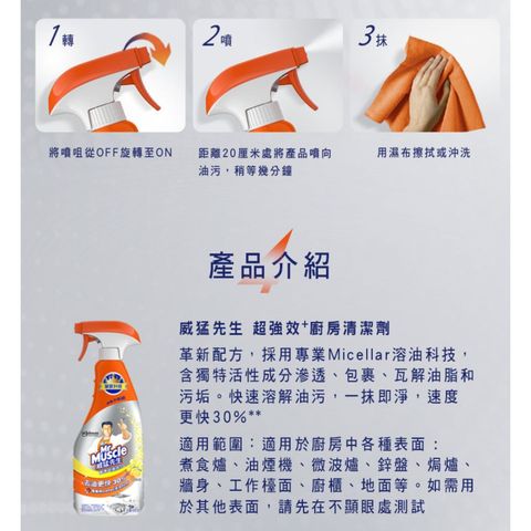 威猛先生 (超強效 Plus 廚房清潔劑 500克 + 補充裝 500克) 1套