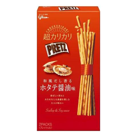 Glico Super Crispy Pretz Japanese-style Broth Flavored Scallop Soy Sauce Biscuit Stick 55g [Parallel Import]