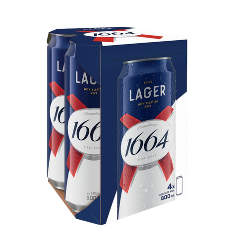 Kronenbourg 1664 Biere Blonde King Can Beer 500ml x4 (The new and old packaging will be shipped out randomly)