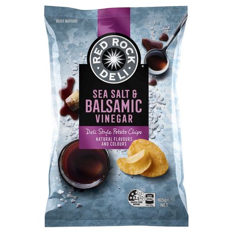 Red Rock Deli Sea Salt and Balsamic Vinegar Flavoured Potato Chips 165g [Parallel Import]