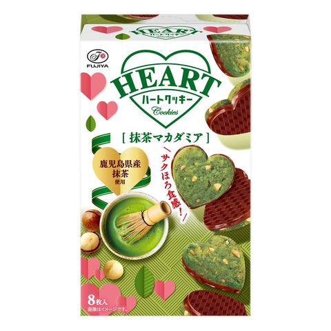 Fujiya Matcha Macadamia Flavor Heart Cookie 56g [Parallel Import]