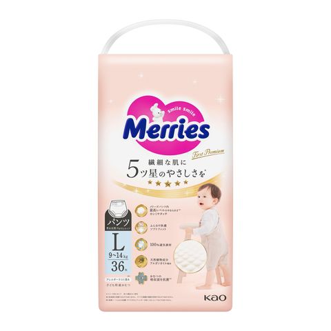 Merries First Premium Pants L 36 Pieces (The new and old packaging will be shipped out randomly)