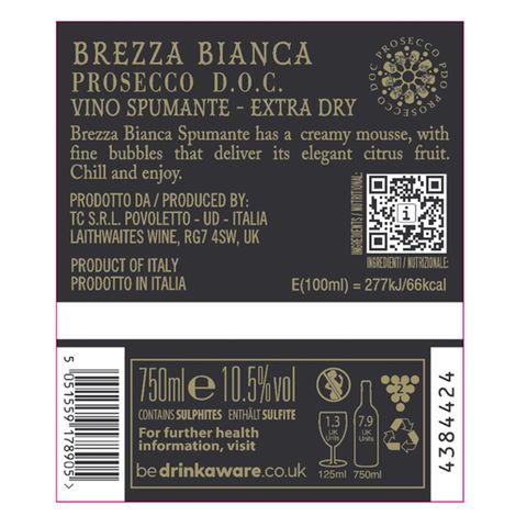 Brezza Bianca Spumante Prosecco 750毫升