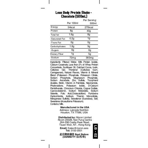 Lean Body Chocolate Protein Shake 500ml
