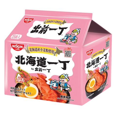 日清 出前一丁 北海道小麥粉 即食麵 蝦濃湯味 5 x 99克 (新舊包裝隨機發貨)