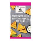 M&s Food High Protein Spicy Sweet Chilli Popped Red Lentil Tortillas 90g 29489572