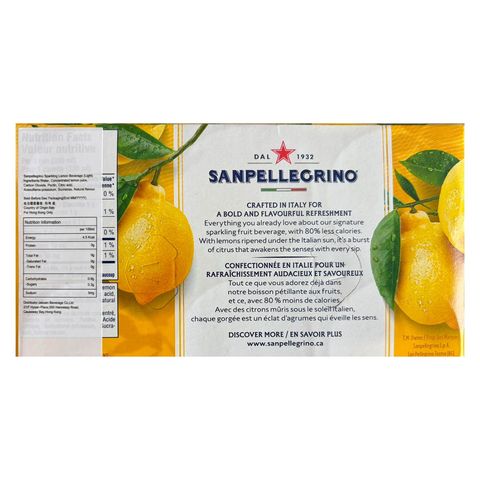 Sanpellegrino Sparkling Lemon Beverage (Light) 6 x 330ml