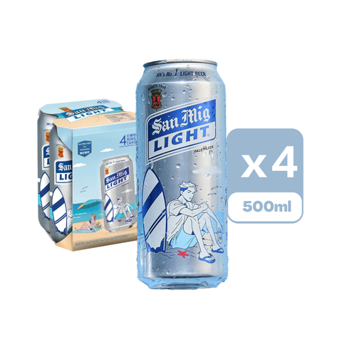 San Mig Light Light King Can Beer 500ml x4 (The new and old packaging will be shipped out randomly)