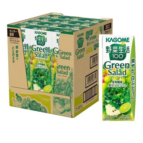Kagome Yasai Seikatsu 100 Green Salad Leaf Juice 12 x 200ml [Parallel Import]