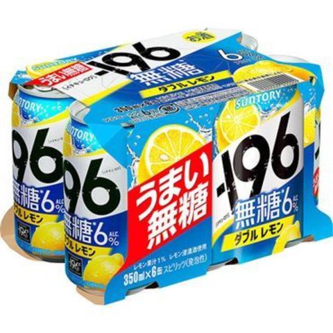 Suntory -196°C Sugar-Free (Double Lemon) Chu-Hai Alc. 6% 350ml x6 [Parallel Import]