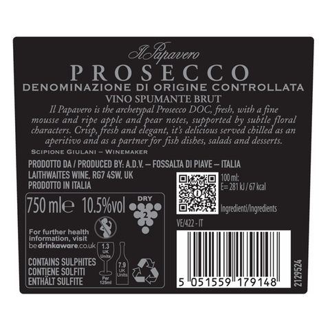 Il Papavero Prosecco 750毫升