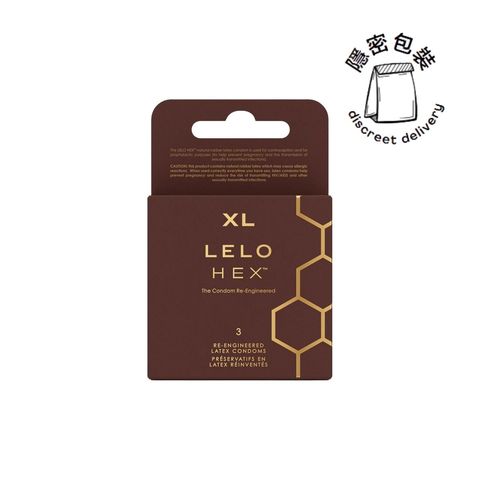 Lelo Hex Condoms Respect XL (Large Size 58 mm / 2.28 in) 3 Pieces (Ultra-thin condoms, sublime sensation and flawless fit, inner ribbing enhances grip)