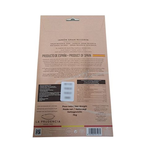 La Prudencia Gran Reserva Serrano Ham in Vacuum Pack (Cured 24 Months) 75g