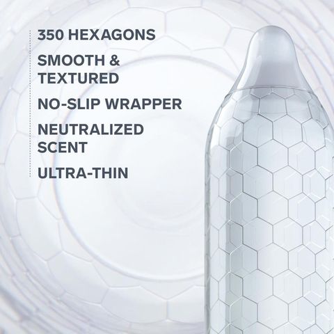 Lelo Hex Condoms Respect XL (Large Size 58 mm / 2.28 in) 36 Pieces (Ultra-thin condoms, sublime sensation and flawless fit, inner ribbing enhances grip)