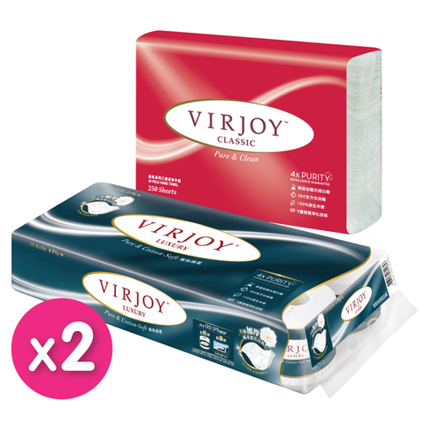 [Virjoy Tissue combo]Buy Virjoy - Luxury Rolls Tissue 10 rolls X 2 FreeVirjoy Classic HT 250sheet