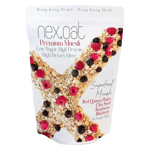 Nex. Oat Premium Muesli - Superfood Muesli (Red Quinoa Flakes, Chia Seed, Raspberry, Blueberry) 325g