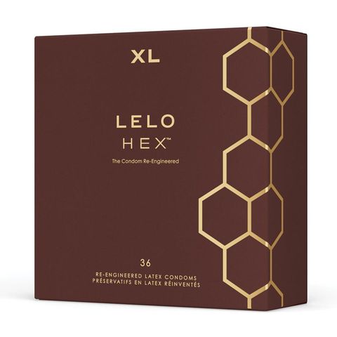 Lelo Hex Condoms Respect XL (Large Size 58 mm / 2.28 in) 36 Pieces (Ultra-thin condoms, sublime sensation and flawless fit, inner ribbing enhances grip)