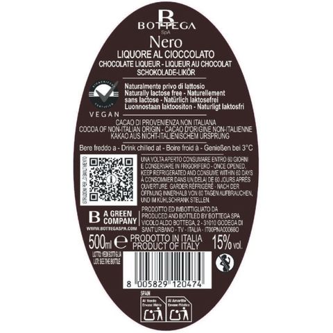 Bottega Nero (Chocolate) Liqueur 500ml