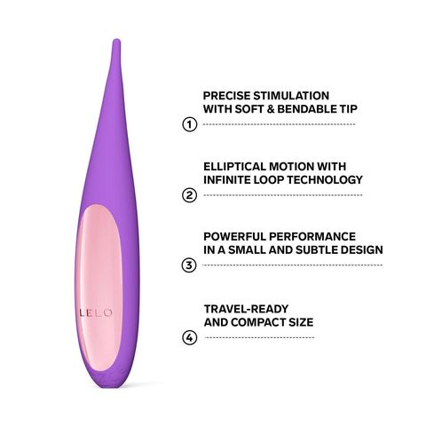 Lelo DOT Travel Soft and Flexible Pointed Tip Vibrator Purple 1 Piece (Ideal for beginners, adjust angles and intensity. Fully waterproof)
