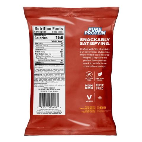 Pure Protein Popped Crisps Hickory Barbecue 36g