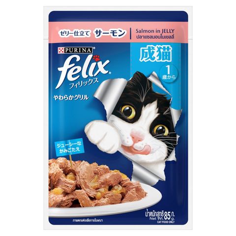Purina Felix Agail Adult Cat with Salmon in Jelly 85g