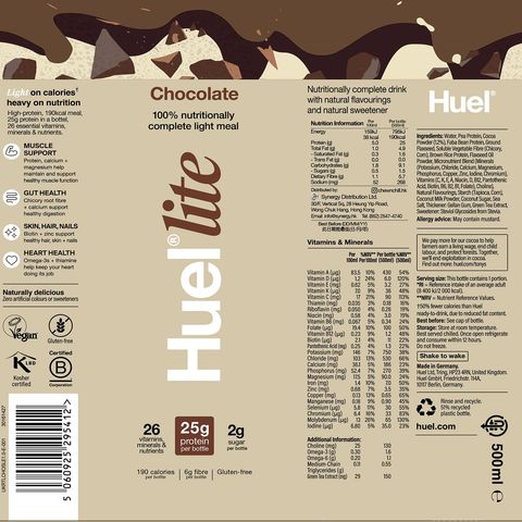 Huel Nutritionally Complete Lite Ready to Drink Protein Meal - Chocolate 500ml
