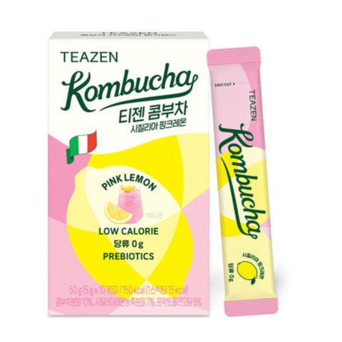 Teazen Kombucha (Pink Lemon) 10 Pieces (The new and old packaging will be shipped out randomly)
