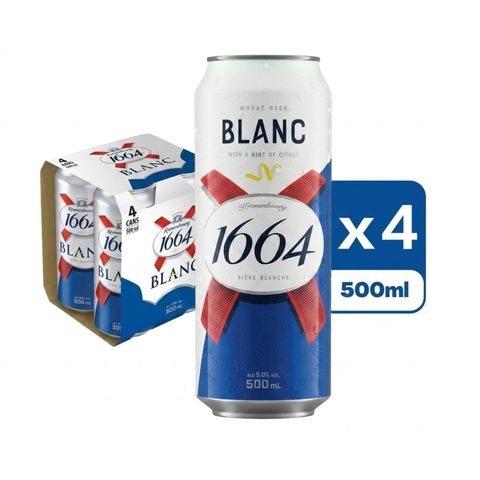 Kronenbourg 1664 Blanc Wheat King Can Beer 500ml x4 (The new and old packaging will be shipped out randomly)