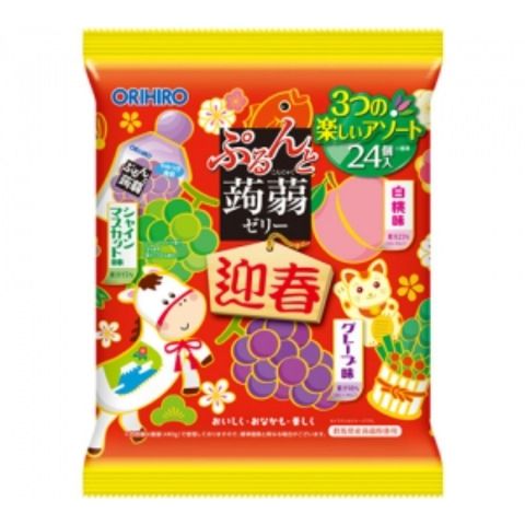 Orihiro Shine Muscat + Grape + White Peach Flavor Konjac Jelly 480g [Parallel Import]