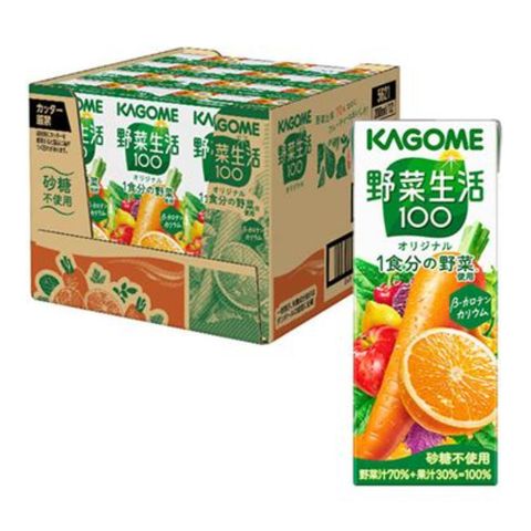 Kagome 野菜生活100 原味果汁 12 x 200毫升 [平行進口]