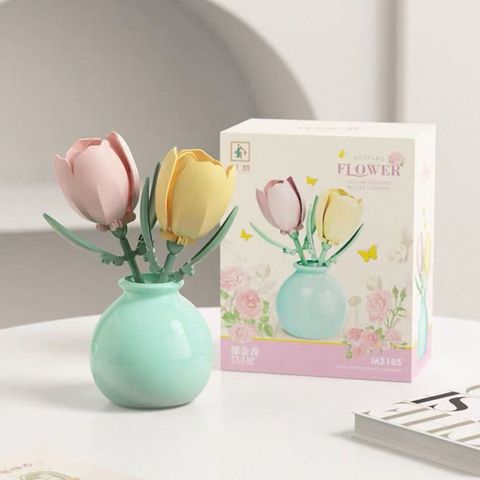 Comfort Home Elegant DIY Decoration Interlocking Brick Tulip 1 Set