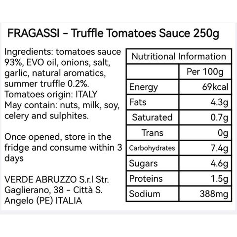 Fragassi Tomatoes Truffle Sauce 250g