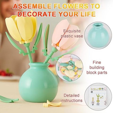 Comfort Home Elegant DIY Decoration Interlocking Brick Tulip 1 Set