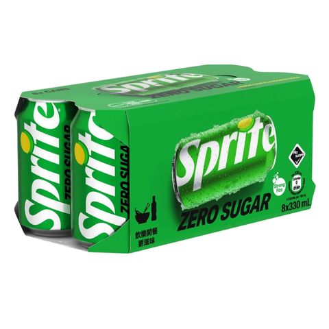 “Sprite” (No Sugar) Lemon-Lime Flavoured Soda 330ml x 8 (The new and old packaging will be shipped out randomly)